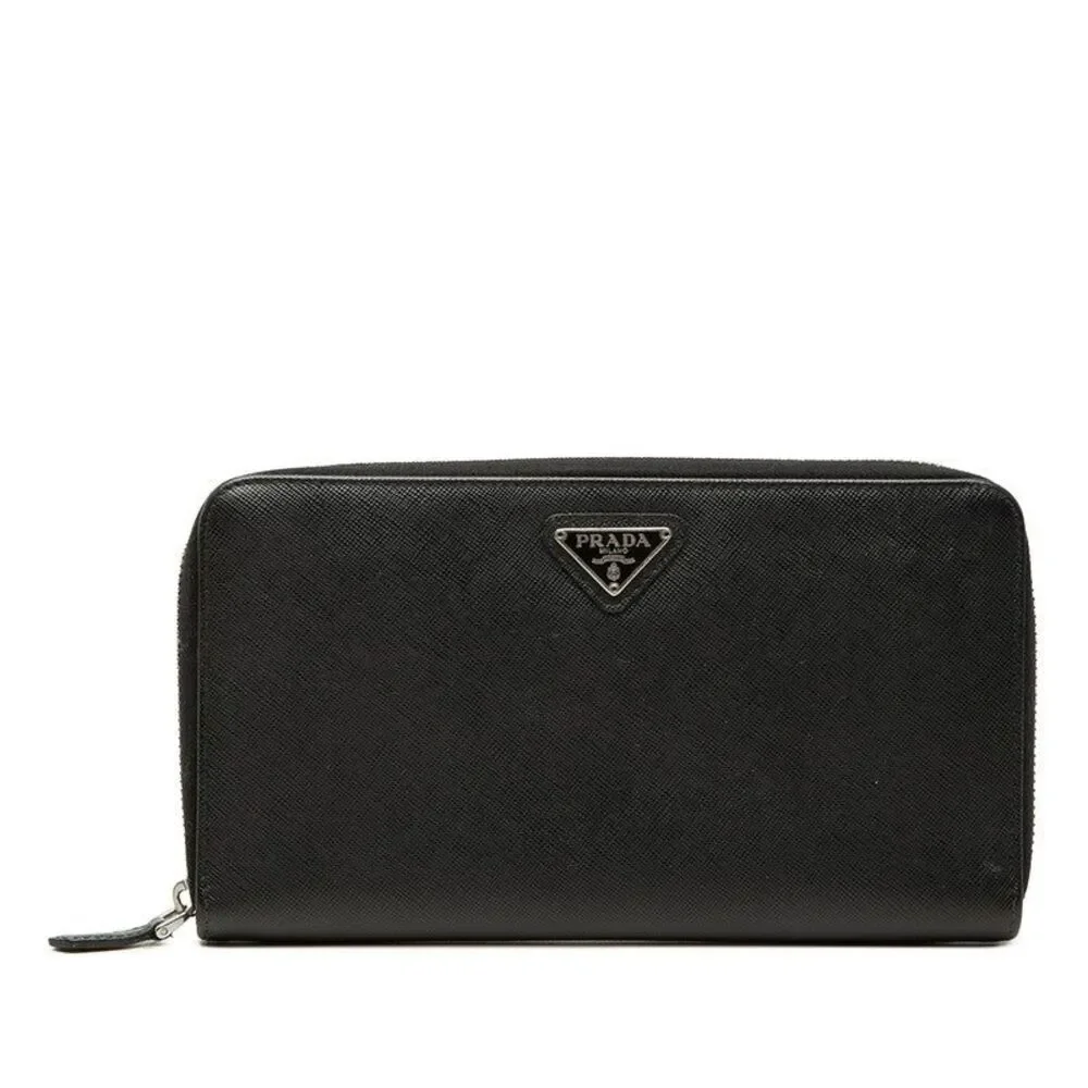 Prada Saffiano Triangle Logo Long Wallet